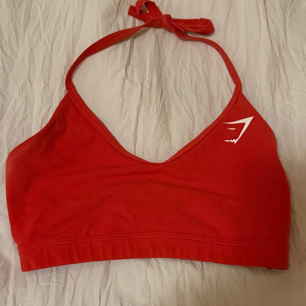 Coral Halter Sports Bra